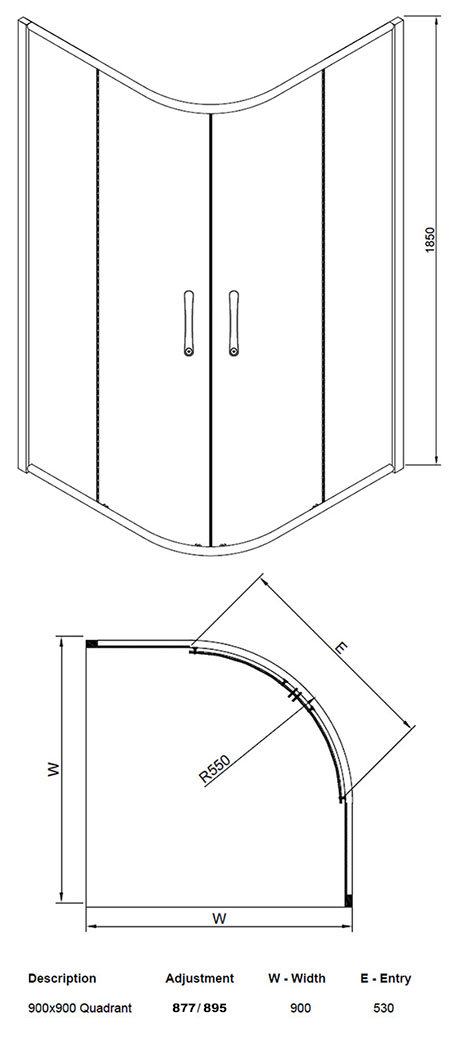 Cove Quadrant Shower Enclosure 900 x 900mm