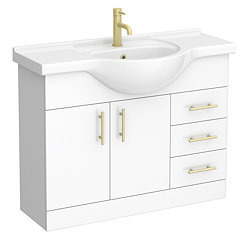 Cove White 1050mm Large Vanity Unit with Brushed Brass Handles