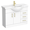 Cove White 1050mm Large Vanity Unit with Brushed Brass Handles