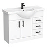 Cove White 1050mm Large Vanity Unit with Matt Black Handles