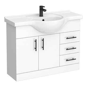 Cove White 1050mm Large Vanity Unit with Matt Black Handles