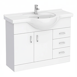 Cove White 1050mm Large Vanity Unit with Chrome Handles
