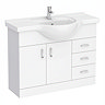 Cove White 1050mm Large Vanity Unit with Chrome Handles