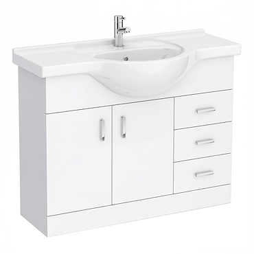 Cove White 1050mm Large Vanity Unit with Chrome Handles