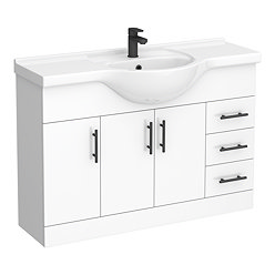 Cove White 1200mm Large Vanity Unit with Matt Black Handles