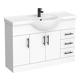 Cove White 1200mm Large Vanity Unit with Matt Black Handles