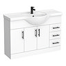 Cove White 1200mm Large Vanity Unit with Matt Black Handles