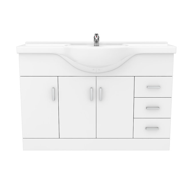 Cove White 1200mm Large Vanity Unit with Chrome Handles