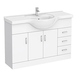 Cove White 1200mm Large Vanity Unit with Chrome Handles