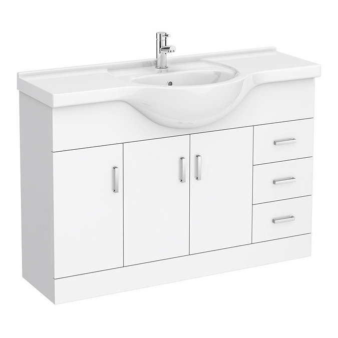 Cove White 1200mm Large Vanity Unit with Chrome Handles