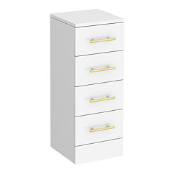 Cove White 300 x 300mm Gloss 4 Drawer Unit with Brushed Brass Handles