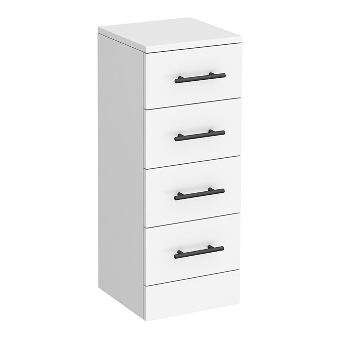 Cove White 300 x 300mm Gloss 4 Drawer Unit with Matt Black Handles