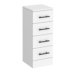Cove White 300 x 300mm Gloss 4 Drawer Unit with Matt Black Handles