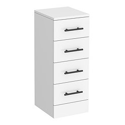 Cove White 300 x 330mm Gloss 4 Drawer Unit with Matt Black Handles