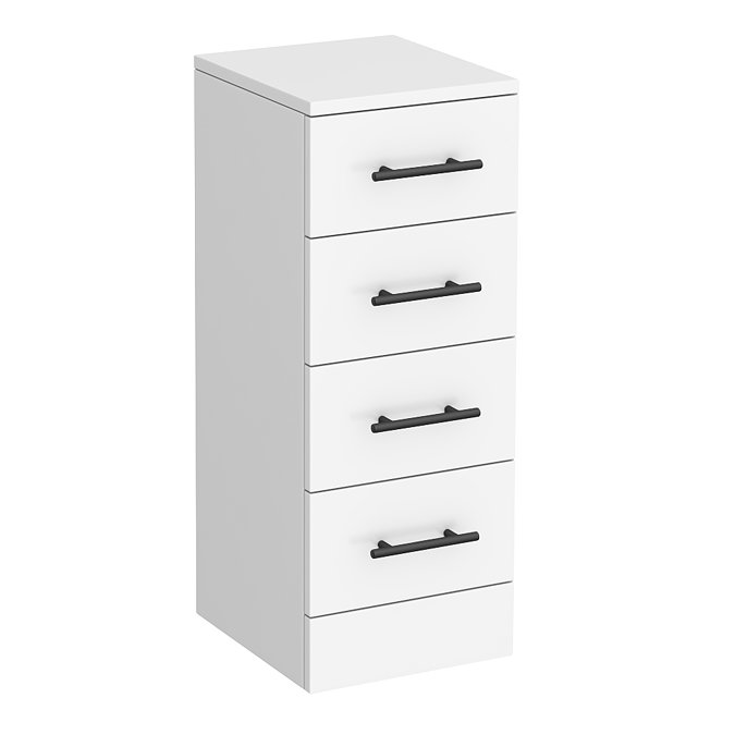 Cove White 300 x 330mm Gloss 4 Drawer Unit with Matt Black Handles
