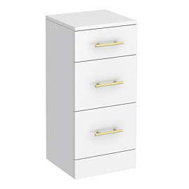 Cove White 350 x 300mm Gloss 3 Drawer Unit with Brushed Brass Handles