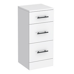 Cove White 350 x 330mm Gloss 3 Drawer Unit with Matt Black Handles