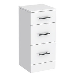 Cove White 350 x 330mm Gloss 3 Drawer Unit with Matt Black Handles