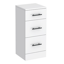Cove White 350 x 330mm Gloss 3 Drawer Unit with Matt Black Handles