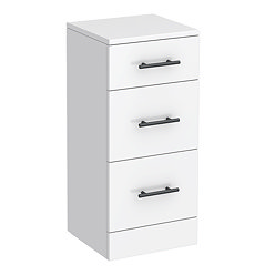 Cove White 350 x 330mm Gloss 3 Drawer Unit with Matt Black Handles