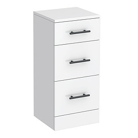Cove White 350 x 330mm Gloss 3 Drawer Unit with Matt Black Handles
