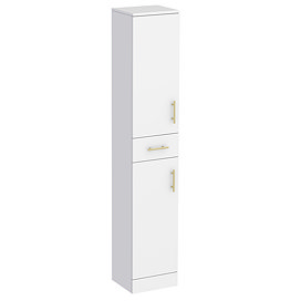 Cove White 350mm Gloss Tallboy Unit with Matt Black Handles - Depth 300mm