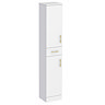 Cove White 350mm Gloss Tallboy Unit with Matt Black Handles - Depth 300mm