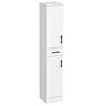 Cove White 350mm Gloss Tallboy Unit with Matt Black Handles - Depth 300mm
