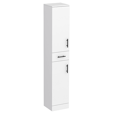 Cove White 350mm Gloss Tallboy Unit with Matt Black Handles - Depth 330mm