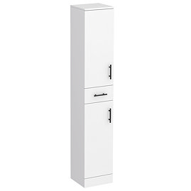 Cove White 350mm Gloss Tallboy Unit with Matt Black Handles - Depth 330mm