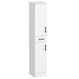 Cove White 350mm Gloss Tallboy Unit with Matt Black Handles - Depth 330mm