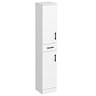 Cove White 350mm Gloss Tallboy Unit with Matt Black Handles - Depth 330mm