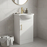 Cove White 450mm Small Vanity Unit with Brushed Brass Handle