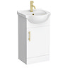 Cove White 450mm Small Vanity Unit with Brushed Brass Handle