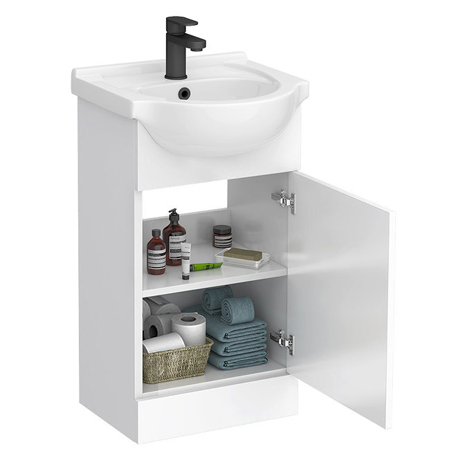 Cove White 450mm Small Vanity Unit with Matt Black Handle
