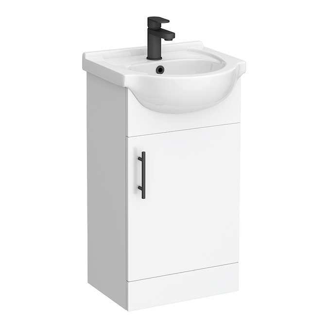 Cove White 450mm Small Vanity Unit with Matt Black Handle