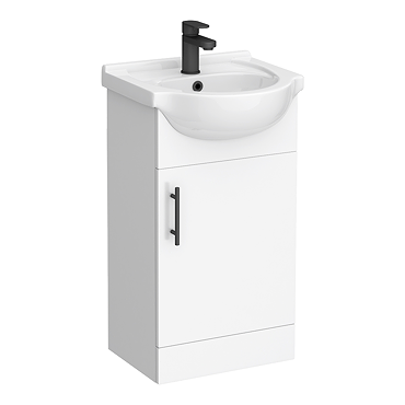 Cove White 450mm Small Vanity Unit with Matt Black Handle