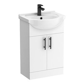 Cove White 550mm Vanity Unit with Matt Black Handles
