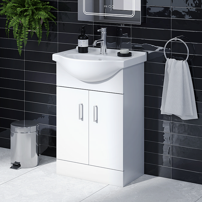 Cove White 550mm Vanity Unit with Chrome Handles