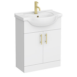 Cove White 650mm Vanity Unit with Brushed Brass Handles