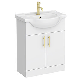 Cove White 650mm Vanity Unit with Brushed Brass Handles