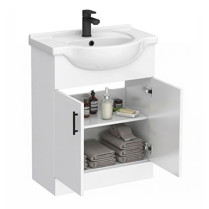 Cove White 650mm Vanity Unit with Matt Black Handles
