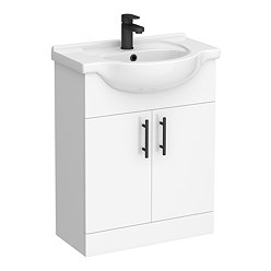 Cove White 650mm Vanity Unit with Matt Black Handles