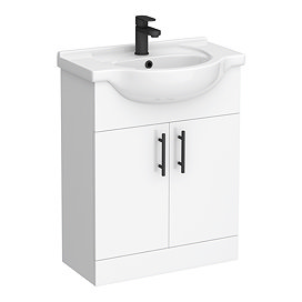 Cove White 650mm Vanity Unit with Matt Black Handles
