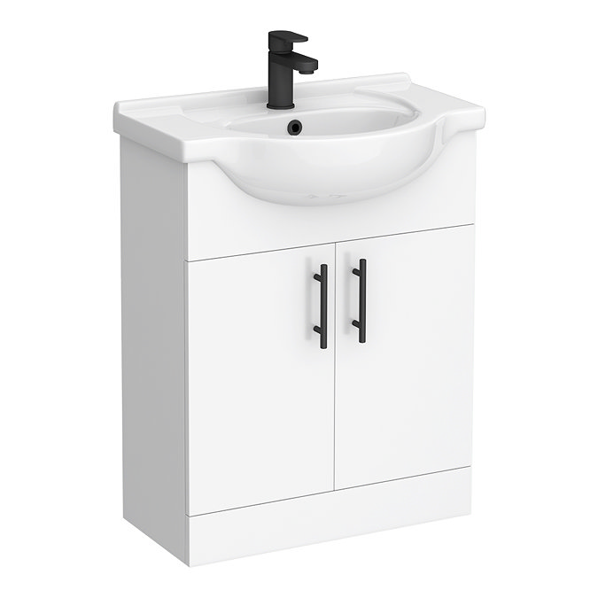 Cove White 650mm Vanity Unit with Matt Black Handles