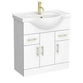 Cove White 750mm Vanity Unit with Brushed Brass Handles