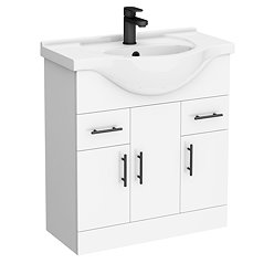 Cove White 750mm Vanity Unit with Matt Black Handles