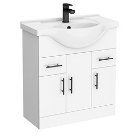 Cove White 750mm Vanity Unit with Matt Black Handles