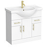 Cove White 850mm Vanity Unit with Brushed Brass Handles