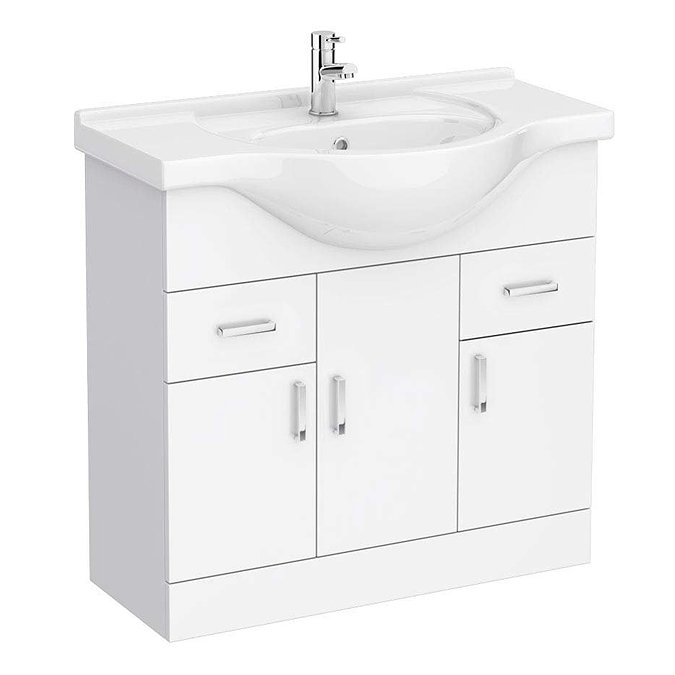 Cove White 850mm Vanity Unit with Chrome Handles